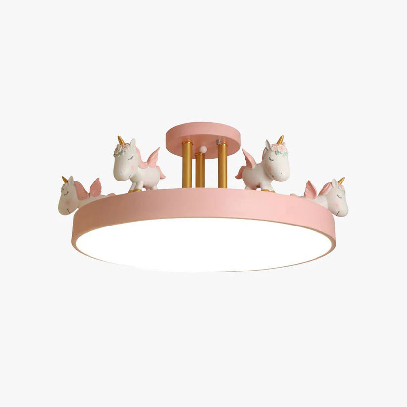 Unicorn Led Metal And Wood Whimsical Kids Ceiling Light