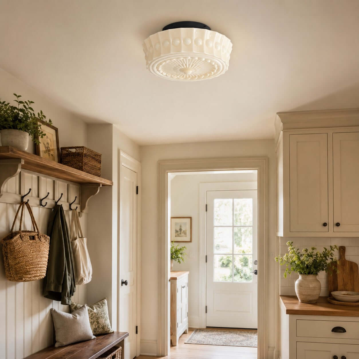 French Vintage Flushmount Ceiling Fixture