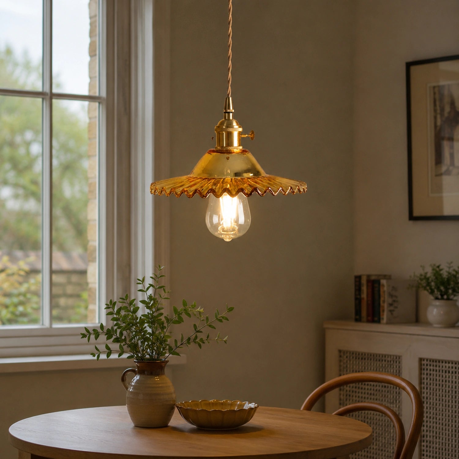 Clear Glass LED Pendant Light with Copper Finish