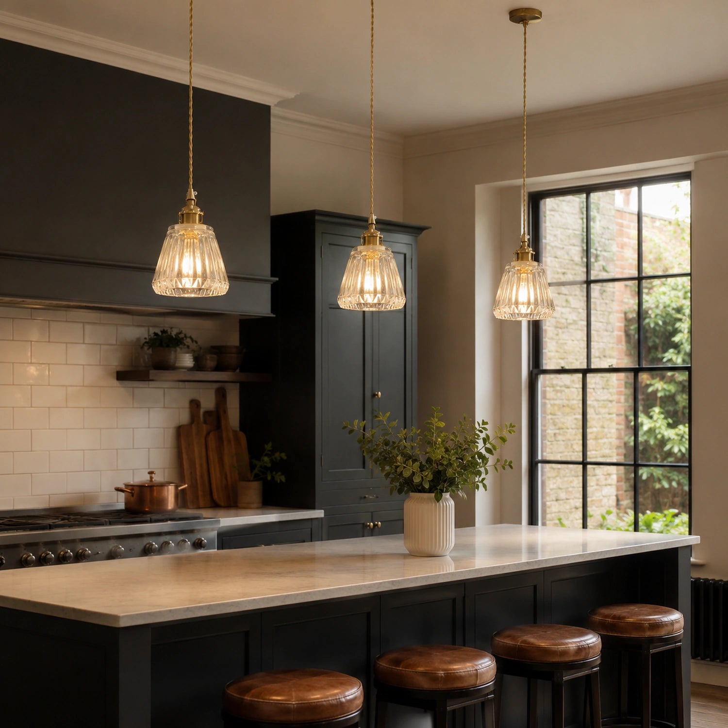 Clear Glass LED Pendant Light with Copper Finish