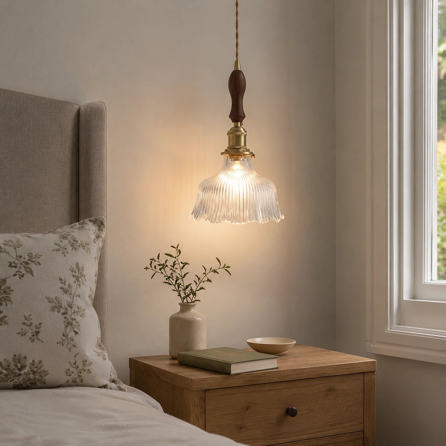 Clear Glass LED Pendant Light with Copper Finish
