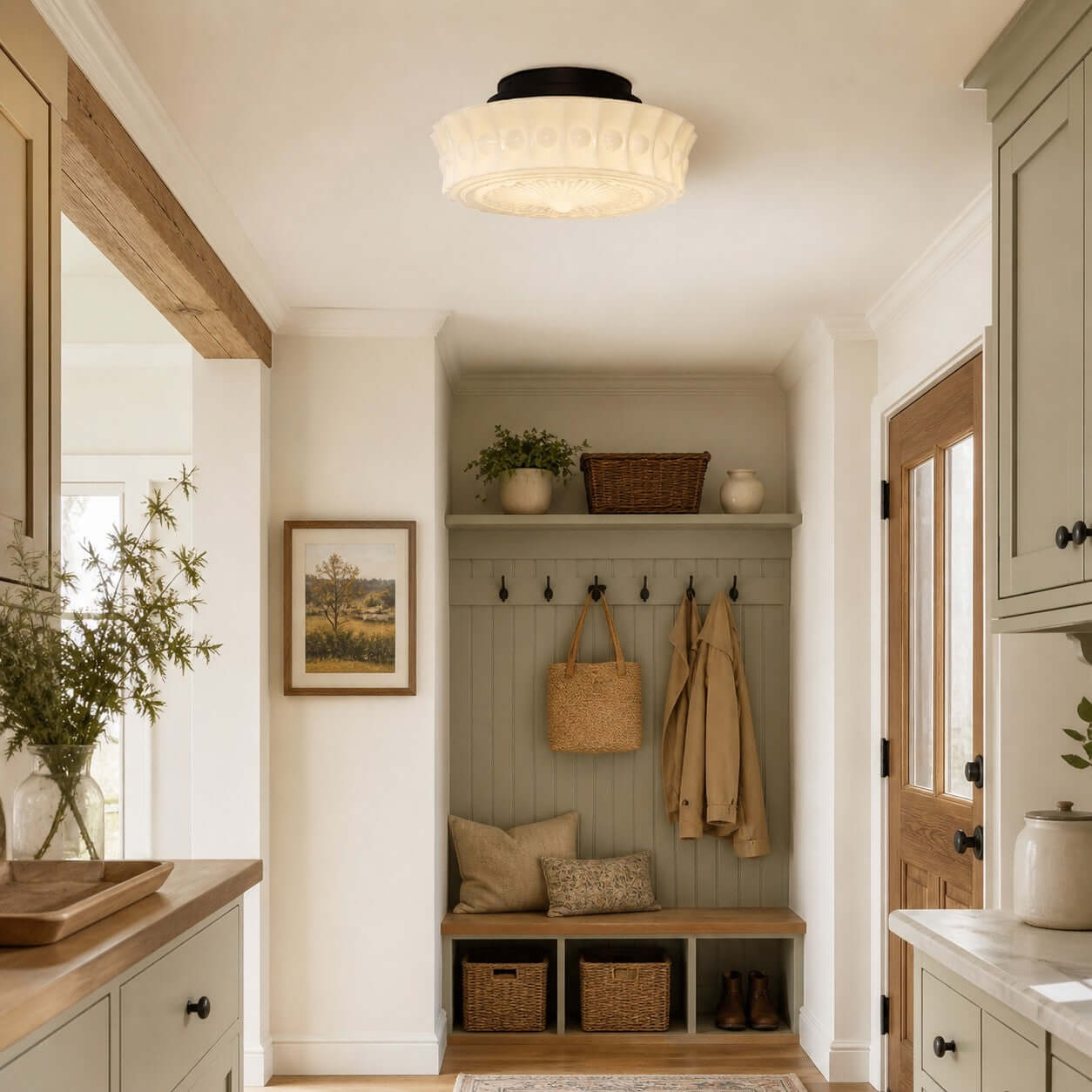 French Vintage Flushmount Ceiling Fixture