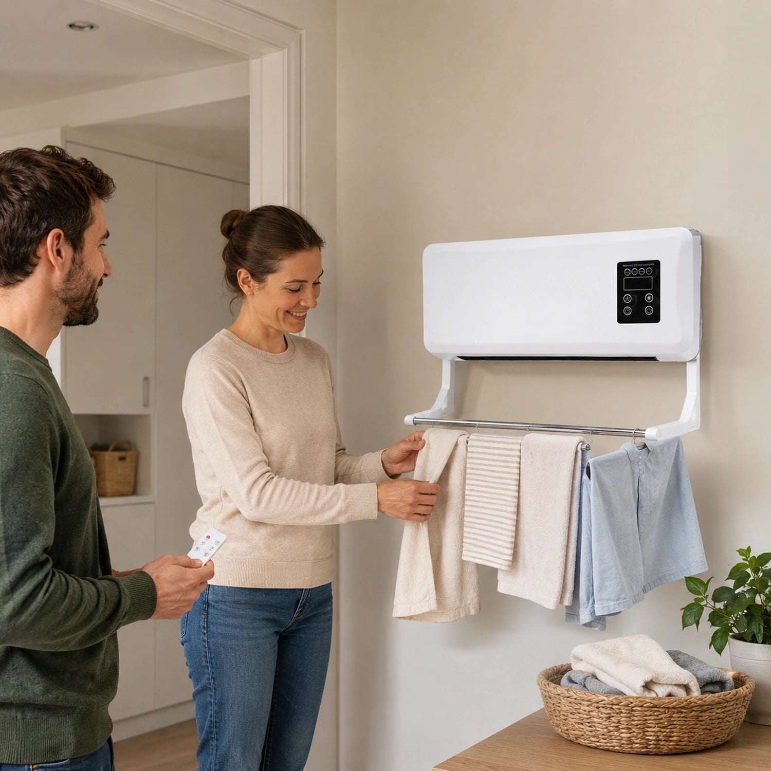 Wall-Mounted Heater and Fan with Remote Control