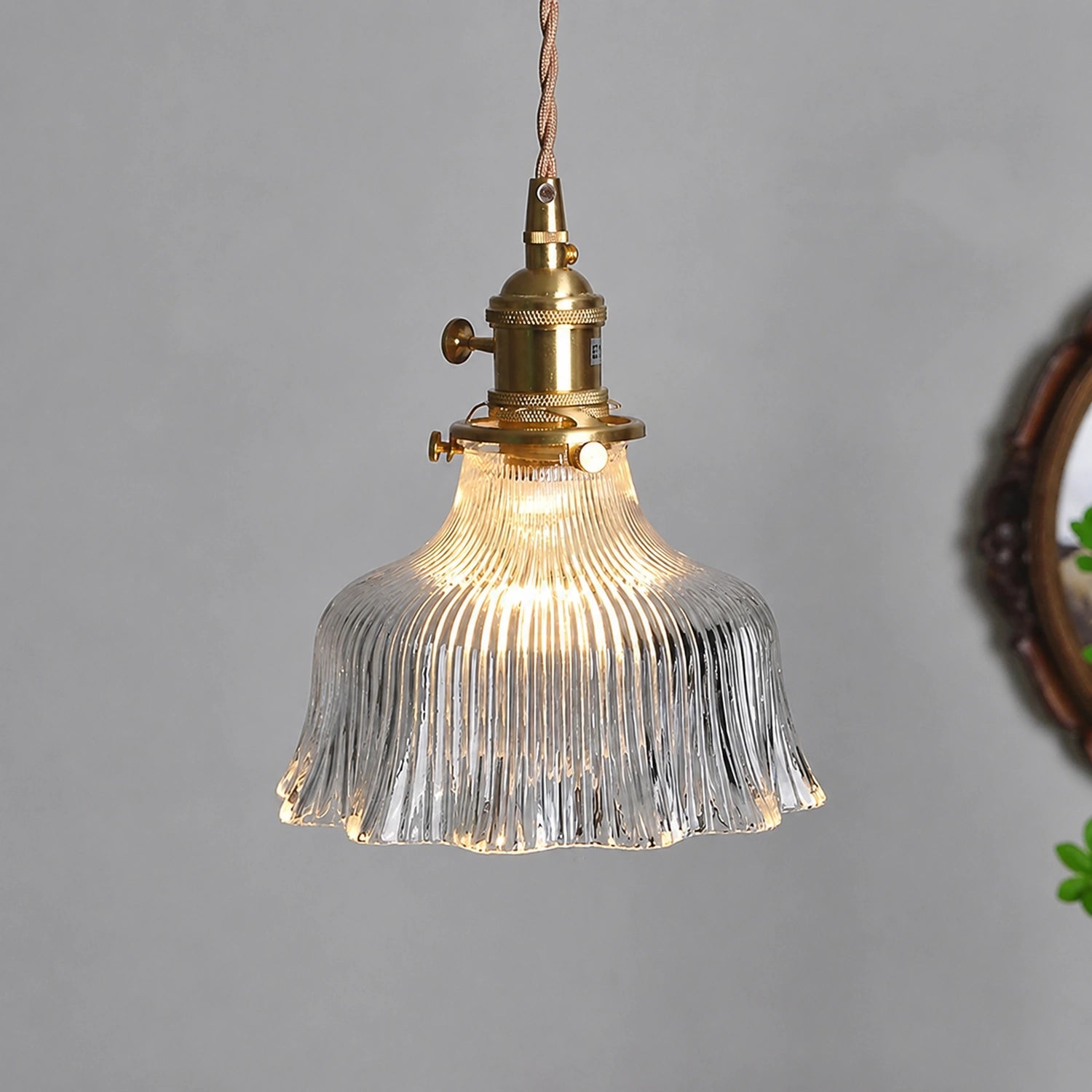 Clear Glass LED Pendant Light with Copper Finish