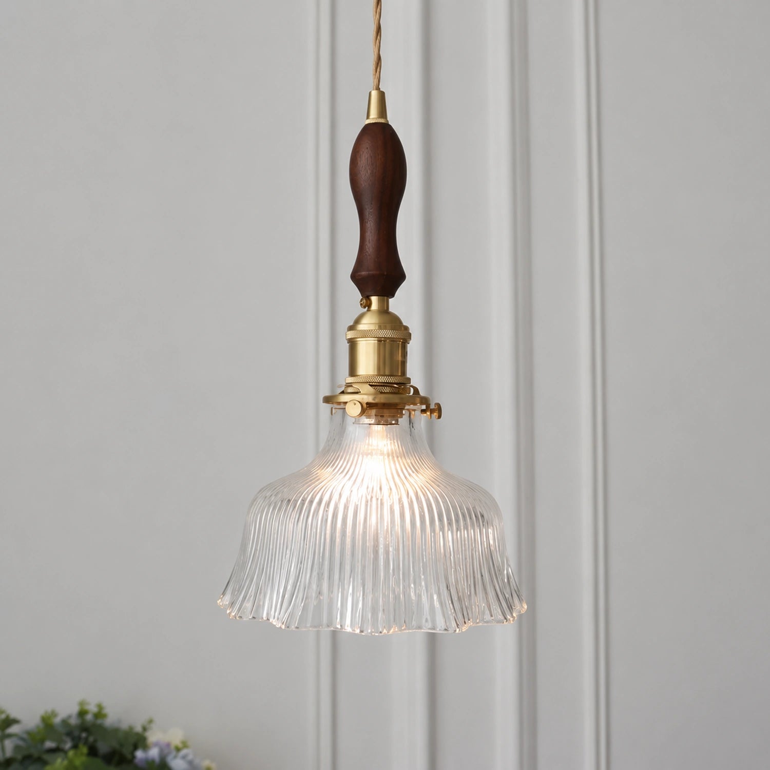 Clear Glass LED Pendant Light with Copper Finish