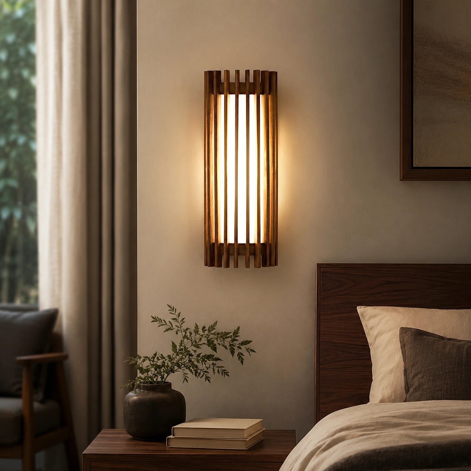 Wabi-sabi Style Wood and Acrylic LED Wall Sconce