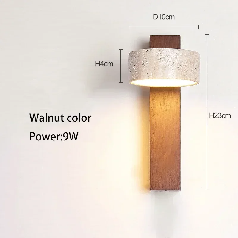 Modern Adjustable Downward Travertine Walnut Wood Wall Sconce