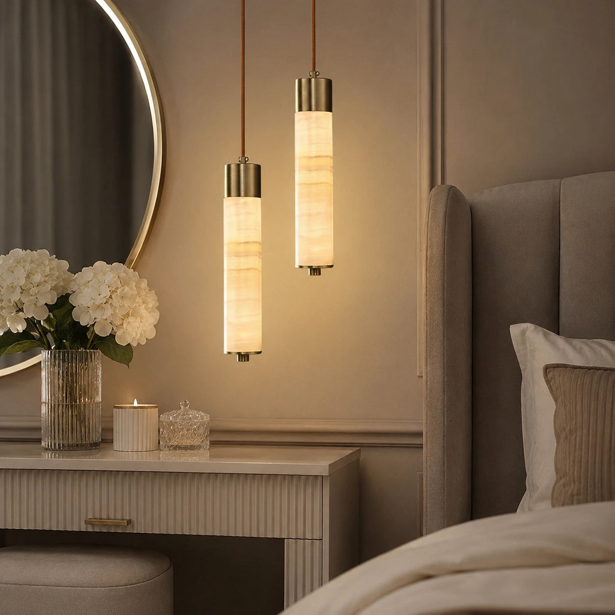Retro Imitation Marble and Acrylic LED Pendant Light