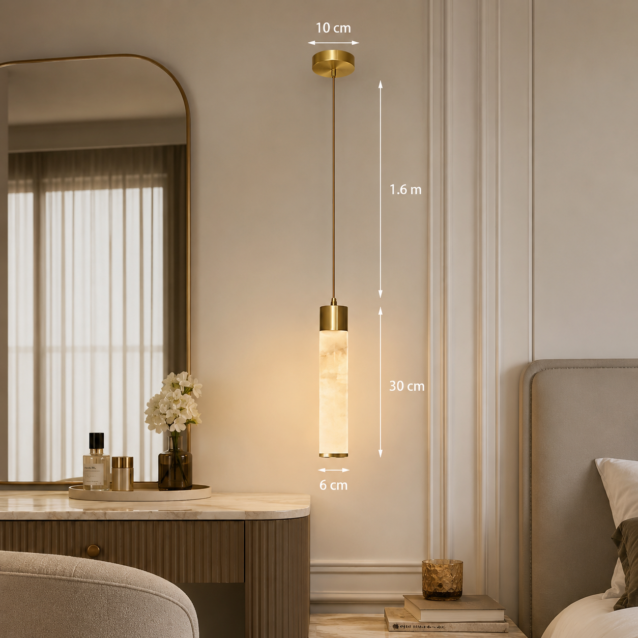 Retro Imitation Marble and Acrylic LED Pendant Light