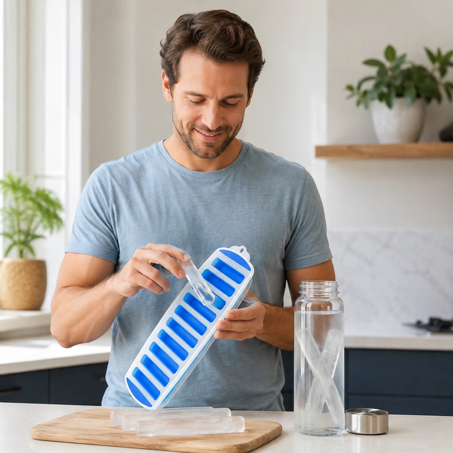 Reusable Silicone Ice Stick Tray with Lid