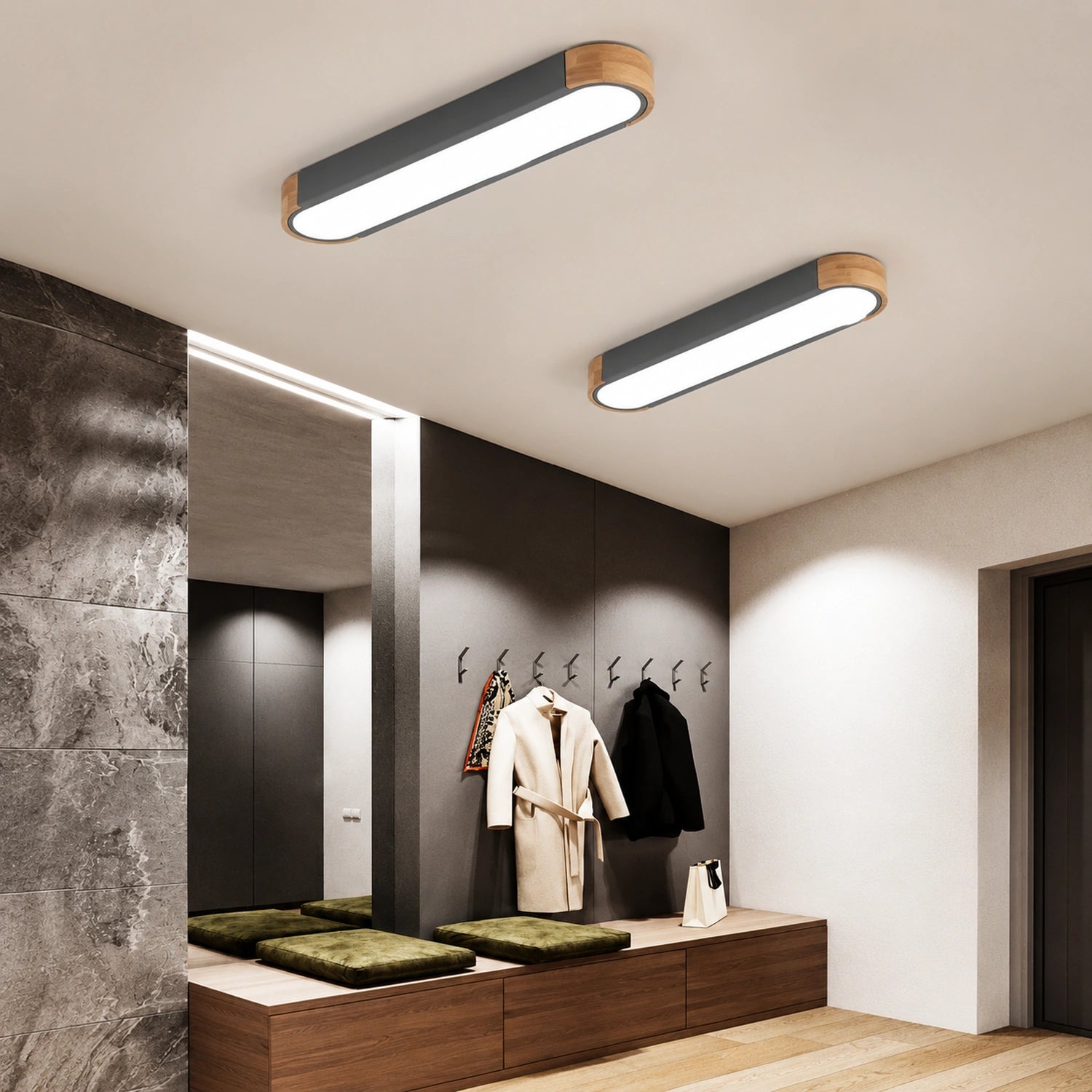Modern Wooden & Iron LED Surface Ceiling Light