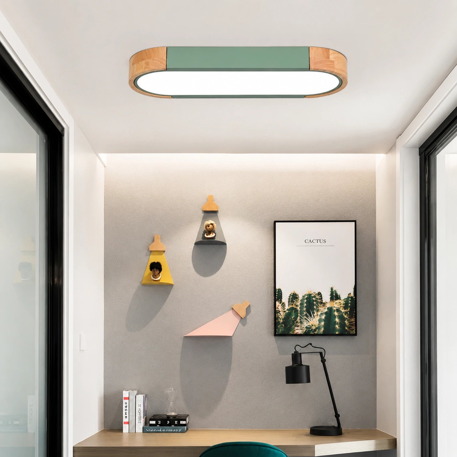 Modern Wooden & Iron LED Surface Ceiling Light