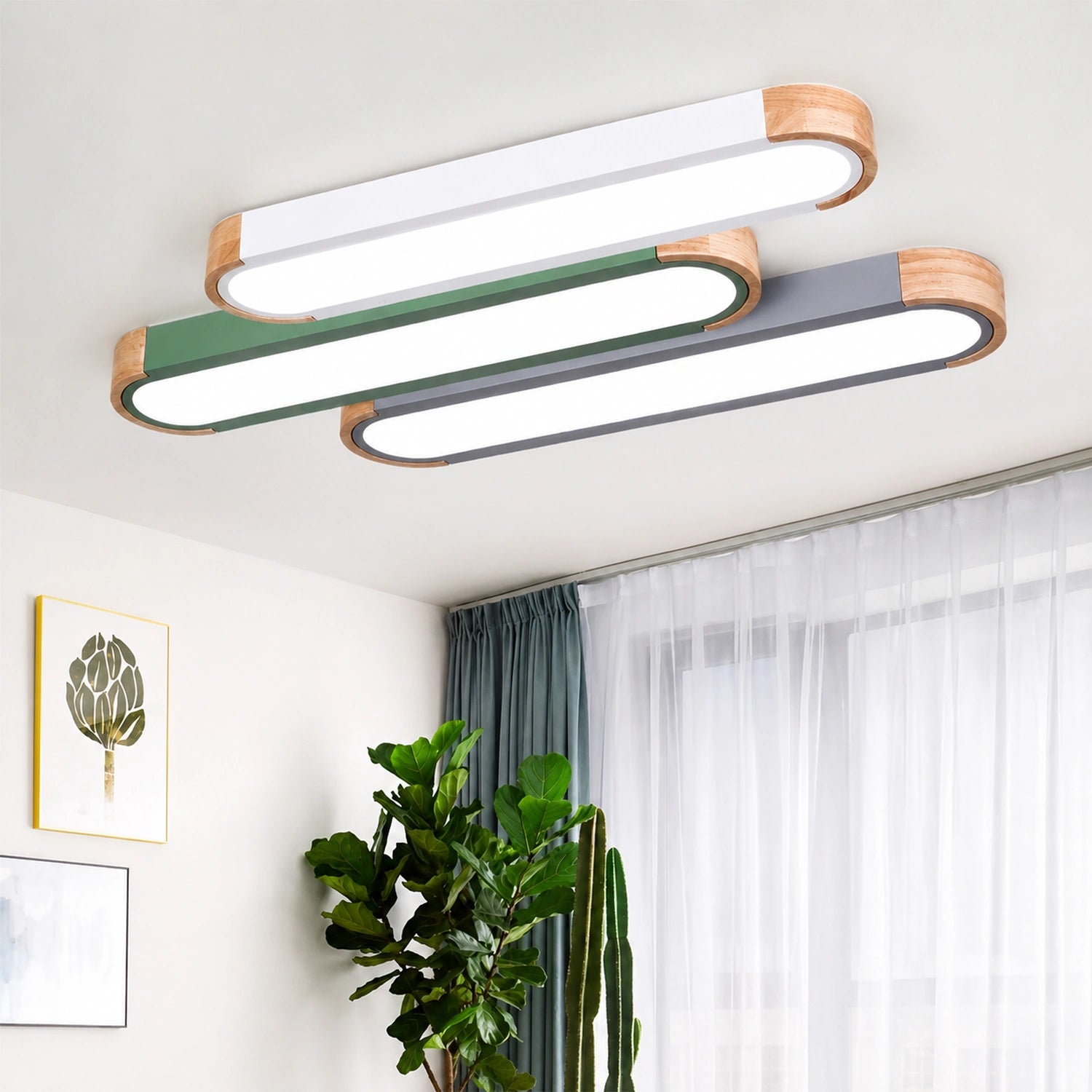 Modern Wooden & Iron LED Surface Ceiling Light