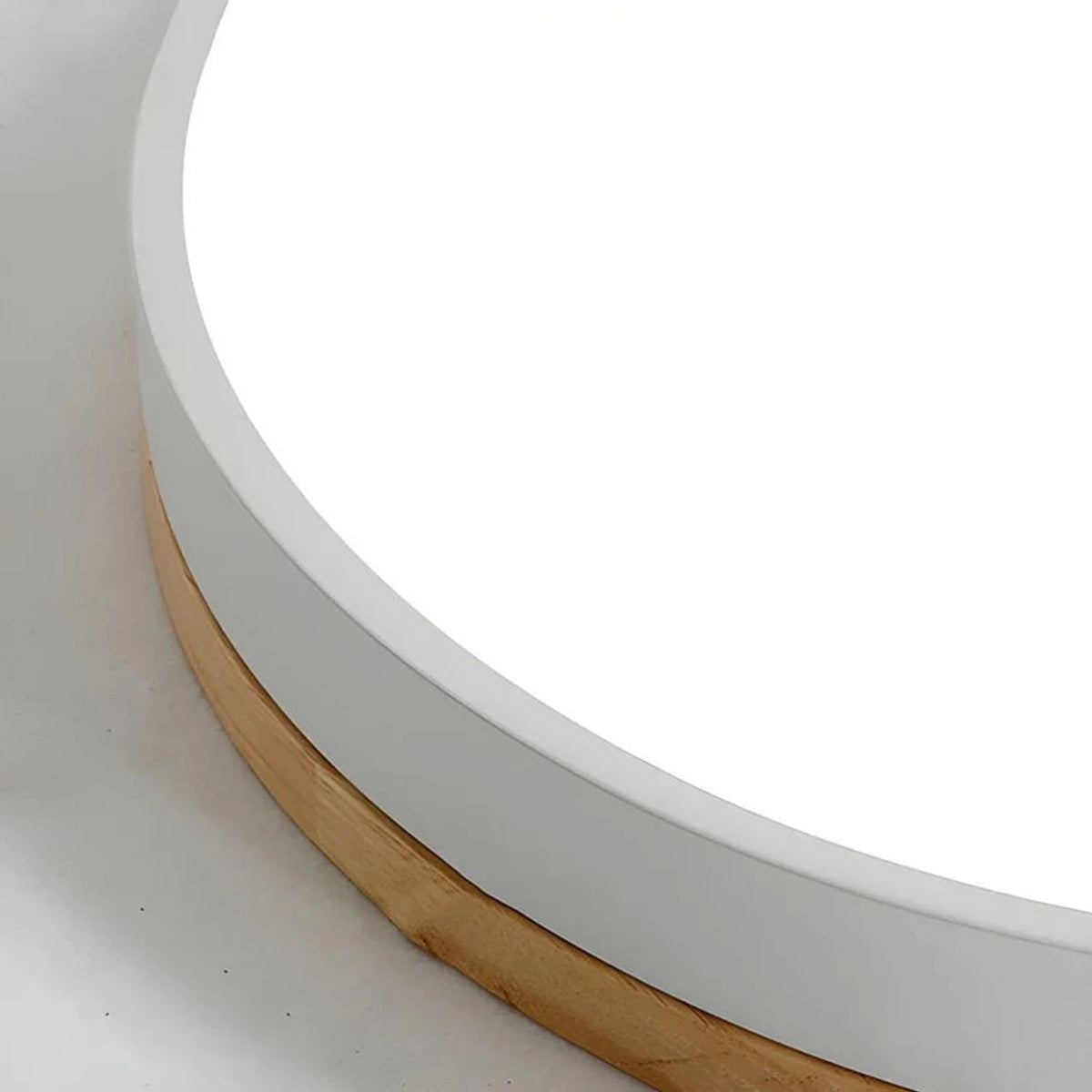 Modern wooden flush mount LED ceiling light, ideal for bedrooms and living rooms.